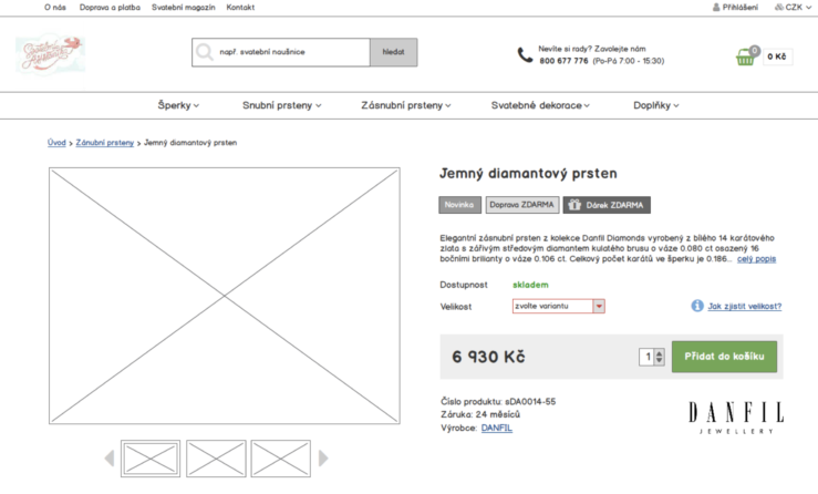 Detail produktu - wireframe