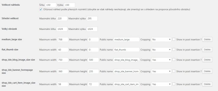 Vlastní velikost obrázku ve WordPressu